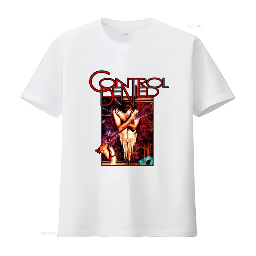 Control Denied Cut Down T Shirt Rock Band Inspired Design Unique Art Print For Metal Fans Vintage Unisex Casual Stylish