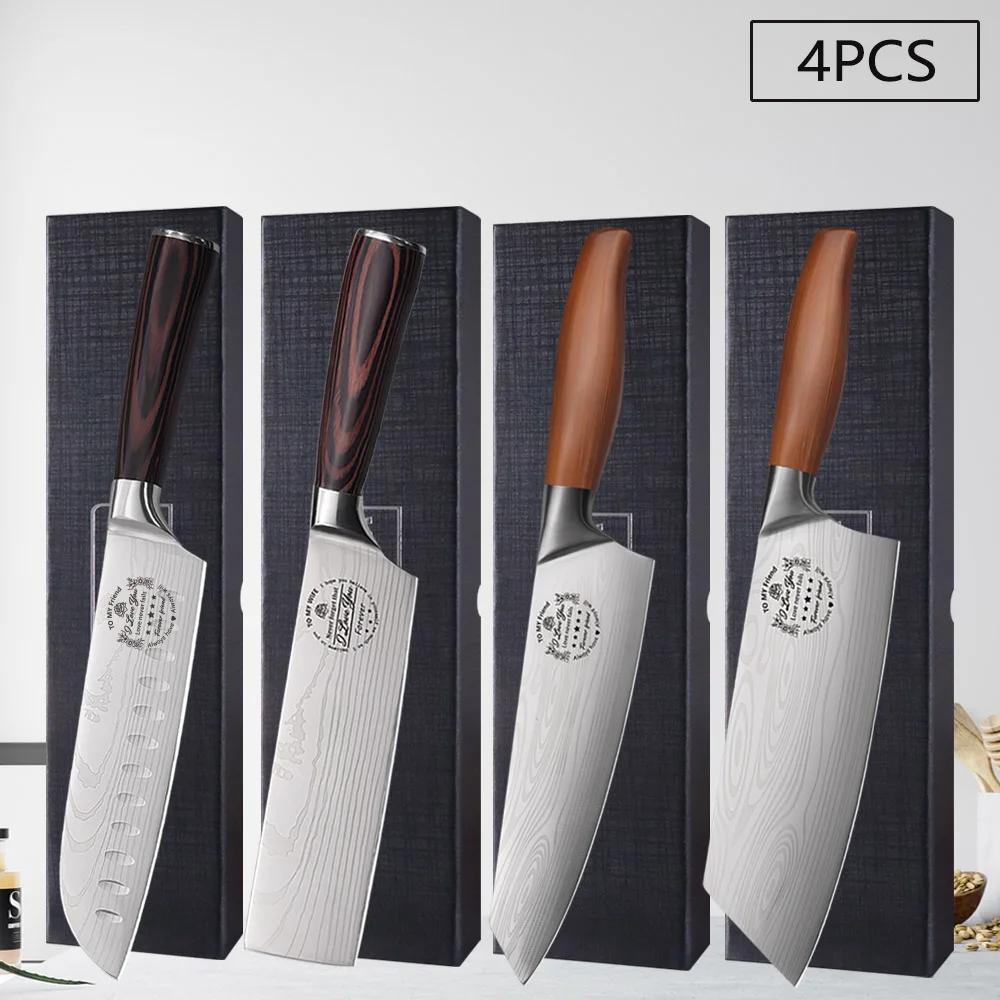 WXCOO Professional Chef's Knife Japanese Sharp Meat Cleaver Cooking Damascus Laser Kitchen with Gift Box Fruit Slicing Knife