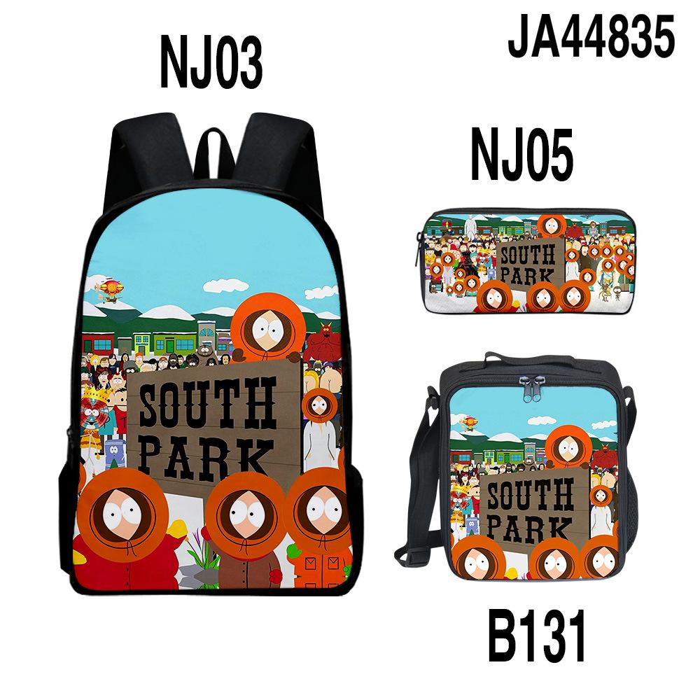 Trendy Popular Novelty SOUTH PARK 3D Printed 3pcs/Set Student School Bags Laptop Daypack Backpack Lunch bag Pencil Case