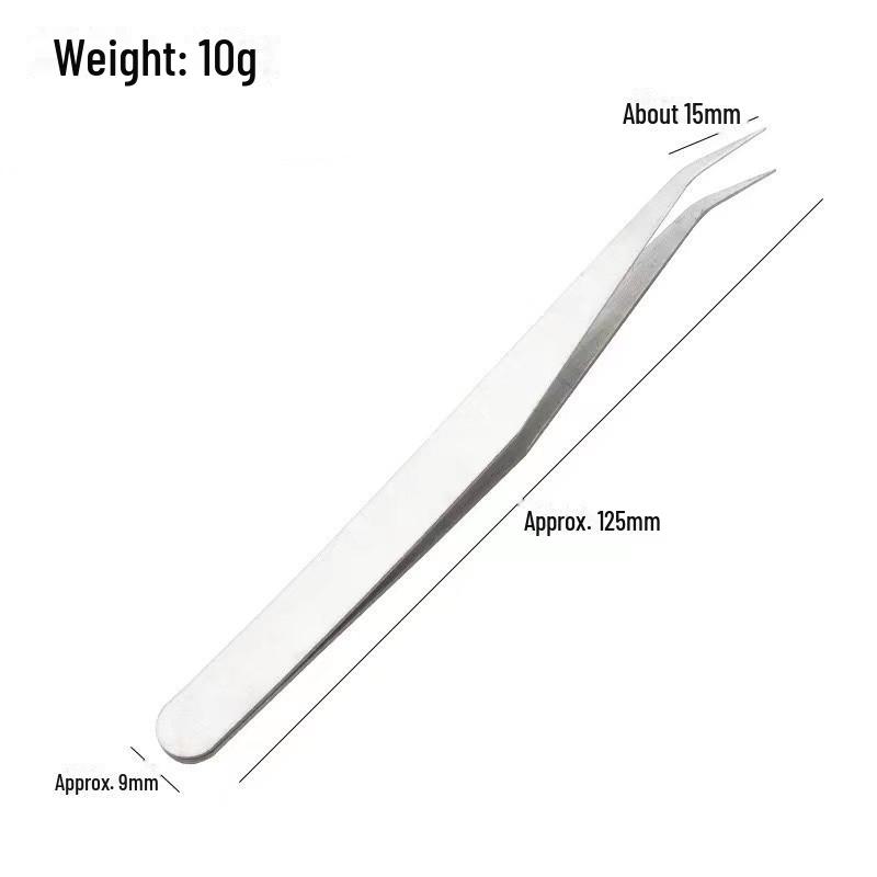 Stainless Steel Thick Elbow Tweezers for Eyelash, Nest, Hair, Gardening, and Telecom Repair