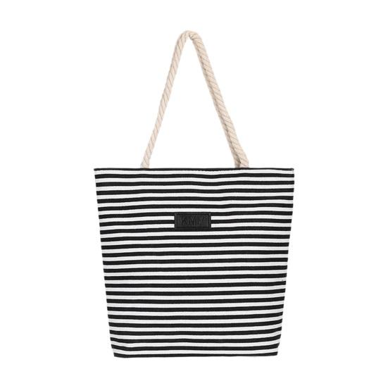 Women Tote Bag Rope Handle Large Capacity Waterproof Canvas Colorful Strip Female