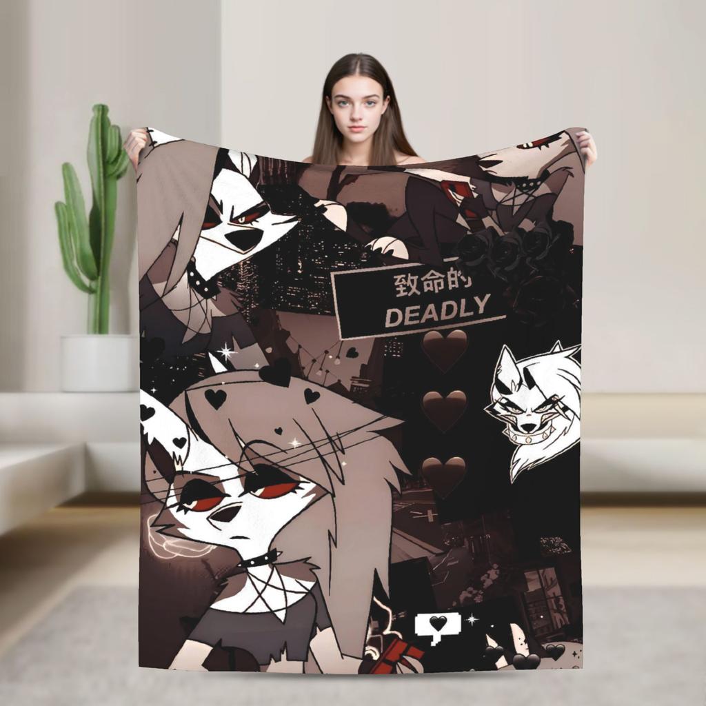 Soft Warm Blanket Decorative Helluva Boss Loona Throw Blanket  Flannel Bedspread For Outdoor Aesthetic Sofa Bed Cover