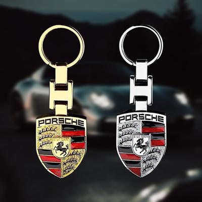Auto-Emblem Schlüsselanhänger H-Schnalle Doppelseitiger Schlüsselring Geschenk für Porsche 918 911 718 Taycan Panamera Cayenne Boxster Cayman Zubehör