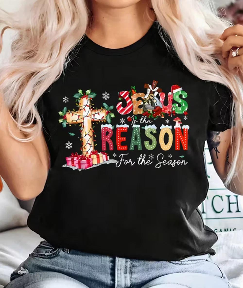 Plus Size T-shirt Jesus Is The Reason for The Season Christian T-Shirt XXXXL