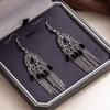 Bohemian Diamond Fringed Earrings Fashion Ethnic Style Temperament Ear Hook Hollow Water Drop Shaped Versatile Earrings