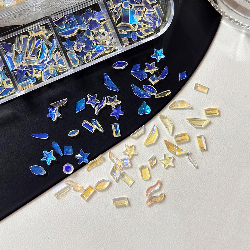 100Pcs Mixed Aurora Rhinestones Nail Beads Colorful DIY Charms Gems Women Manicure Art Professional Salon Kit