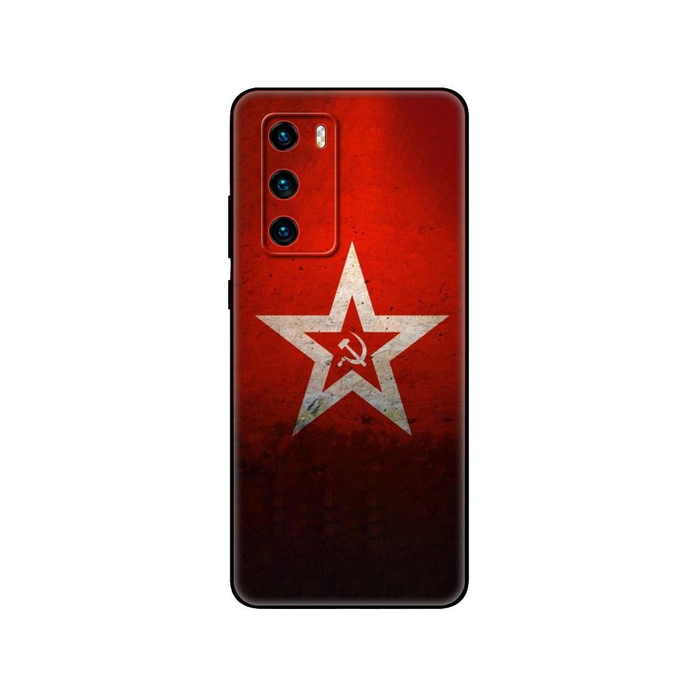 Black Tpu Case For Huawei P30 Lite P30 Pro P40 Case For Huawei P40 LITE E P Smart 2020 Case Cover Soviet Union USSR Grunge Flag