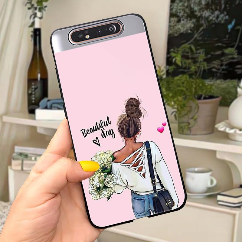 Case For Samsung A80 Case Soft Silicone Cartoon Back Cover For Samsung Galaxy A80 GalaxyA80 A 80 A805 Fundas shell Black coque
