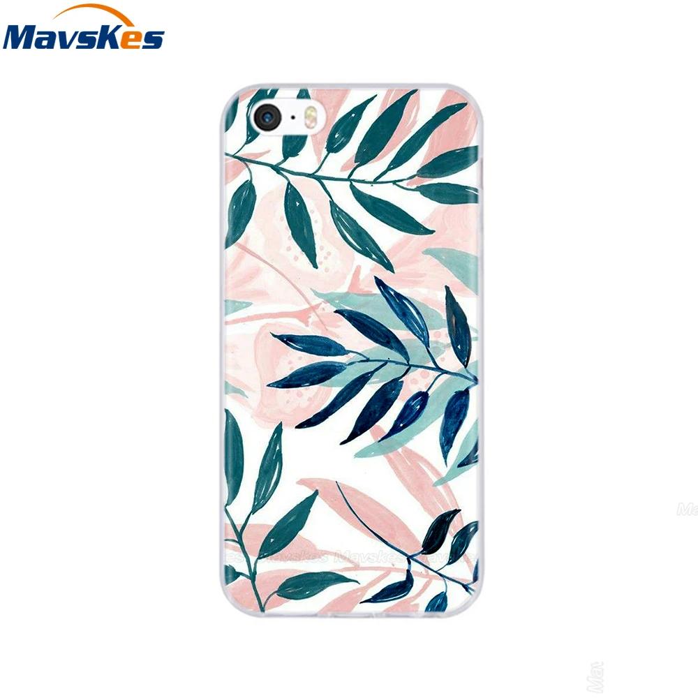 For iPhone 5s SE 5 Case Cover Silicone Soft TPU Cover Print Flower Cute Animal Phone Case For iPhone 6s 6 7 8 Fundas Clear Cases