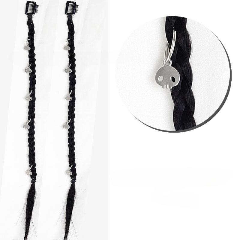 2 stücke Synthetische Perücke Zöpfe mit Clip Haar Zopf Haarverlängerungen Zubehör Ringe Dreadlocks Hip-Hop Haar Seil Lametta