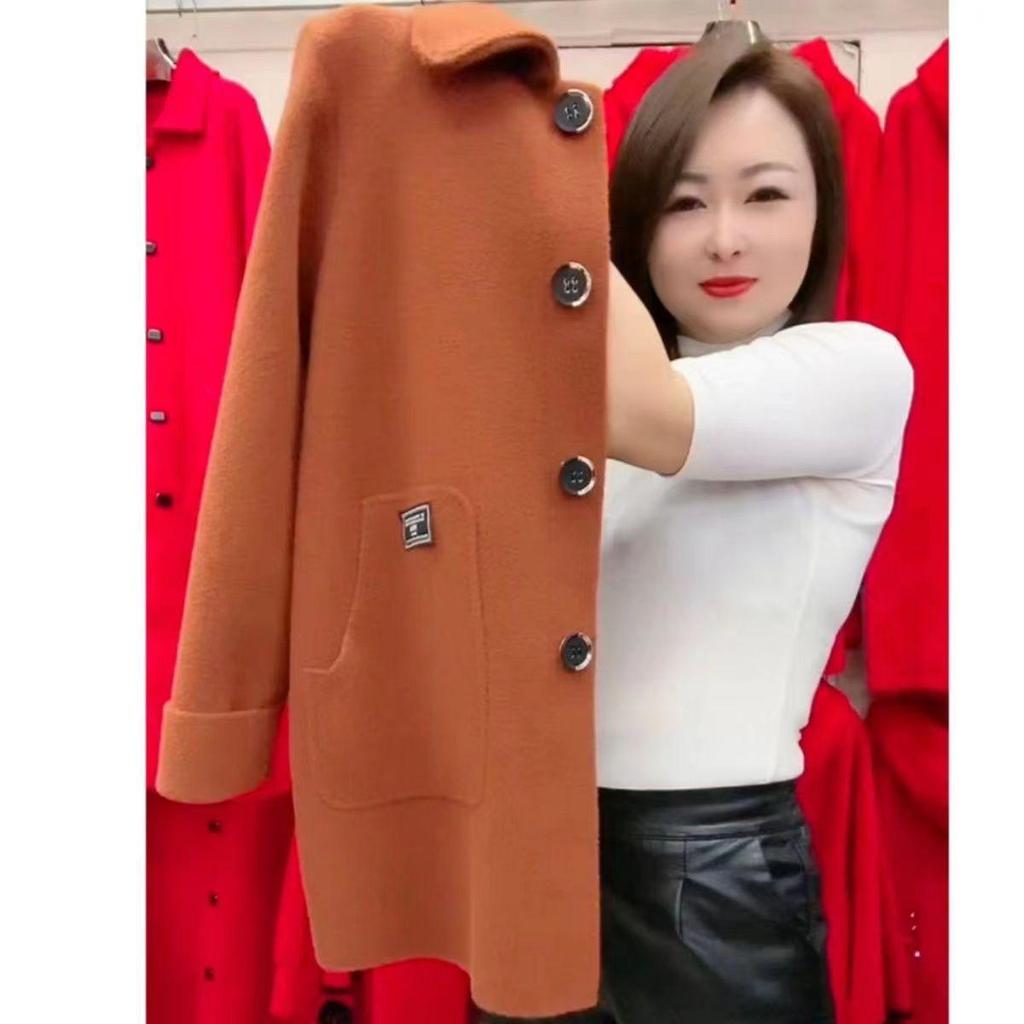 Women's Double-Faced Woolen Mid-Length Coat - Loose, Stylish, Warm, Perfect for Autumn and Winter