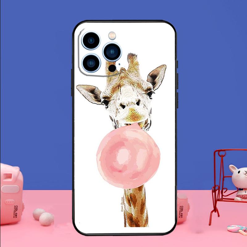 Cute Cartoon Giraffe Phone Case For iPhone 17 Air 16 15 14 11 12 13 Pro Max 13 mini 15 16 Plus 16e Bumper Cover