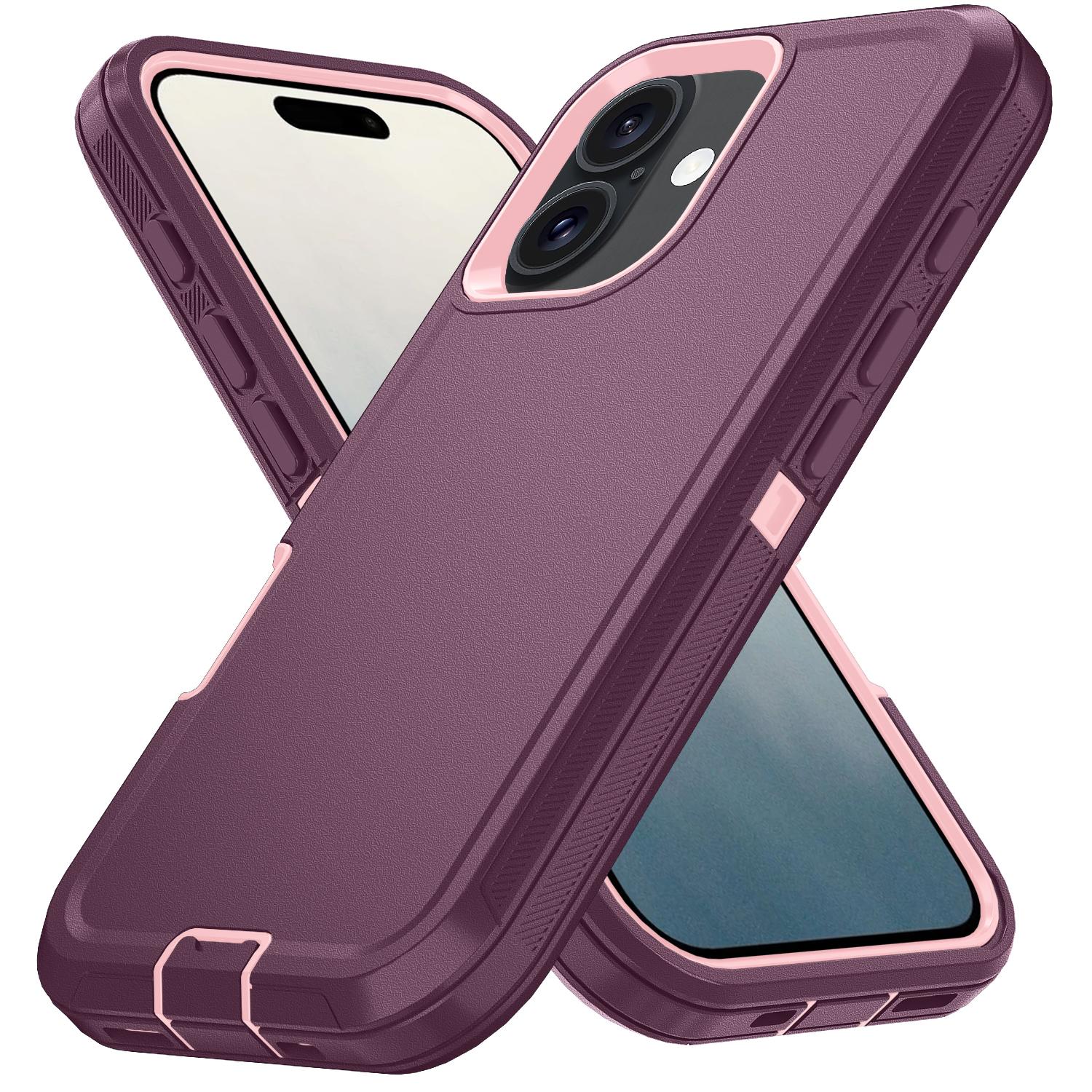 

For iPhone 16 Case Detachable PC+TPU Drop-Proof Back Cover Black+Grey