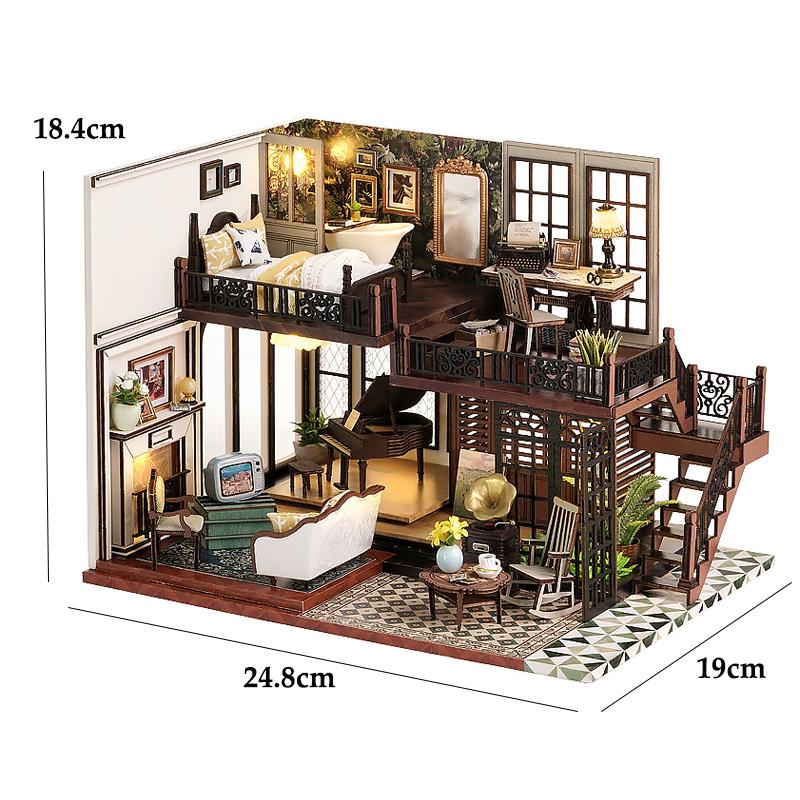 DIY Wooden Doll House Garden Model 3D Puzzle Assemble Building Kits Toys Home Bedroom Decoration With LED Lights Dollhouse Gift