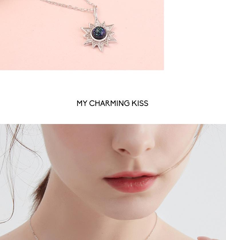 S925 Sterling Silver Blue Planet Sunflower Necklace - Women's Light Luxury Clavicle Chain