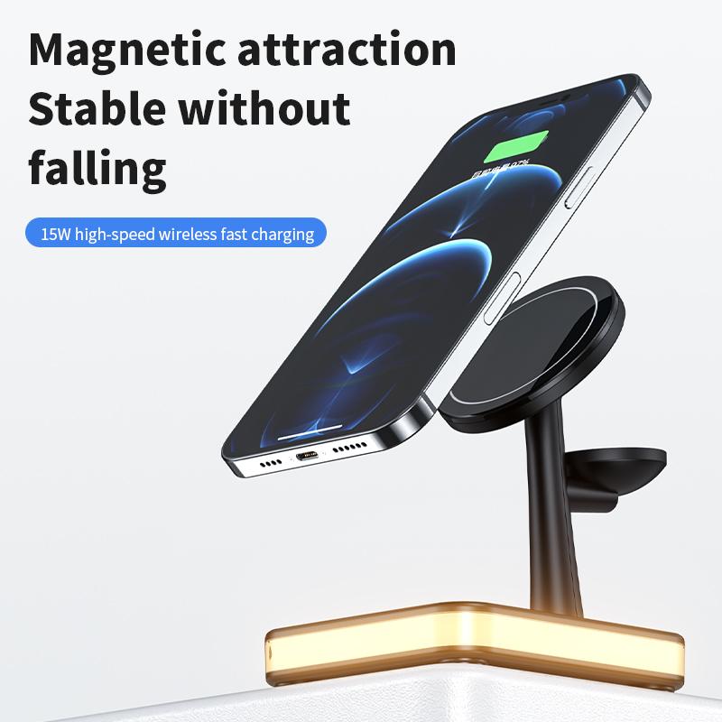 25W 3 in 1 Magnetic Wireless Charger for Macsafe iPhone 12 13 14 Pro Max Mini  Watch Airpods Pro Fast Charging Dock Station