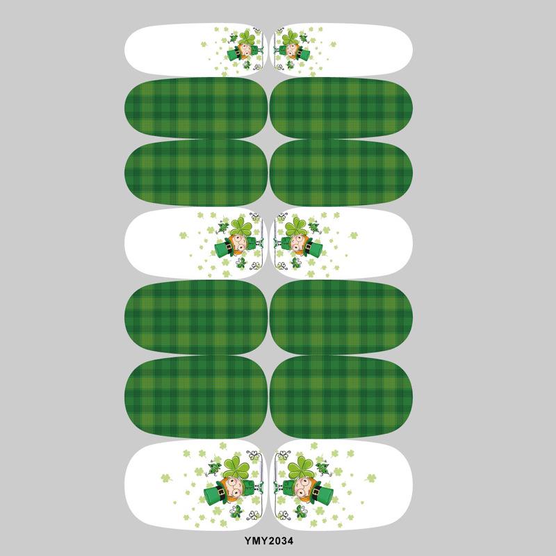St. Patrick s Day Green Shamrock Unicorn Nail Stickers - Waterproof Full Cover
