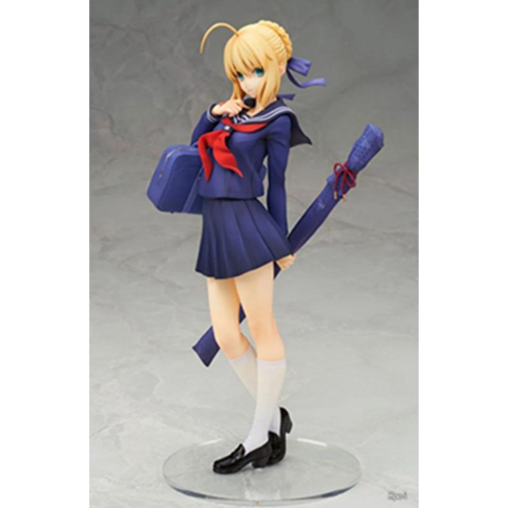 22CM Anime Fate/Stay Night Altria Pendragon Figure 1/7 School Uniform Dress Up Model Toy Gift Collection Action Figure PVC