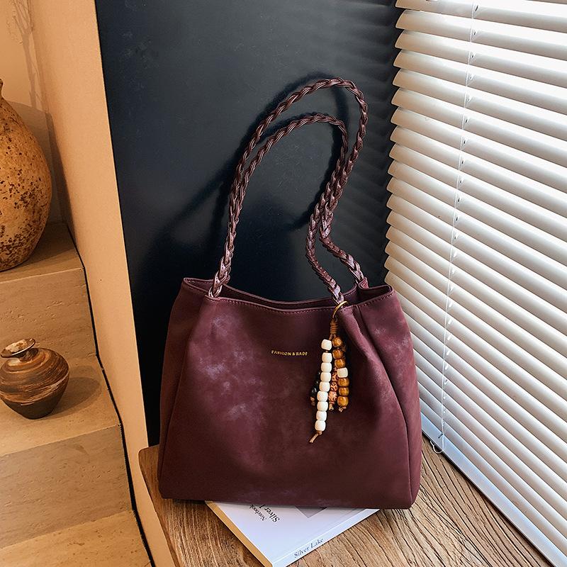 

Сумка большой вместимости женская новая высококлассная ретро сумка через плечо осенне-зимняя модная для работы бордовый