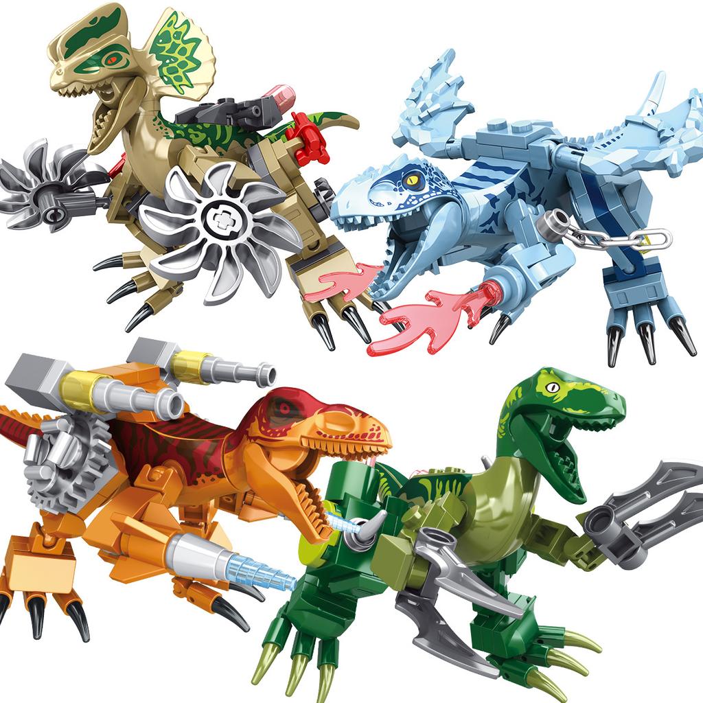 Heavy Mech Dinosaur Adventure Team, T-Rex and Tyrannosaurus Rex Full Set Minifigure Animals, Boys Building Blocks Assembly Toy