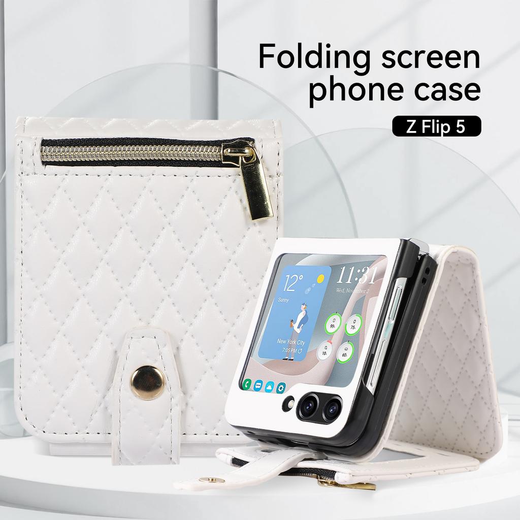 Galaxy Z Flip5 Multi-Karten Handyhülle Faltbar Geeignet für Samsung Fold5 Kleine Duft Crossbody Handy Lederhülle