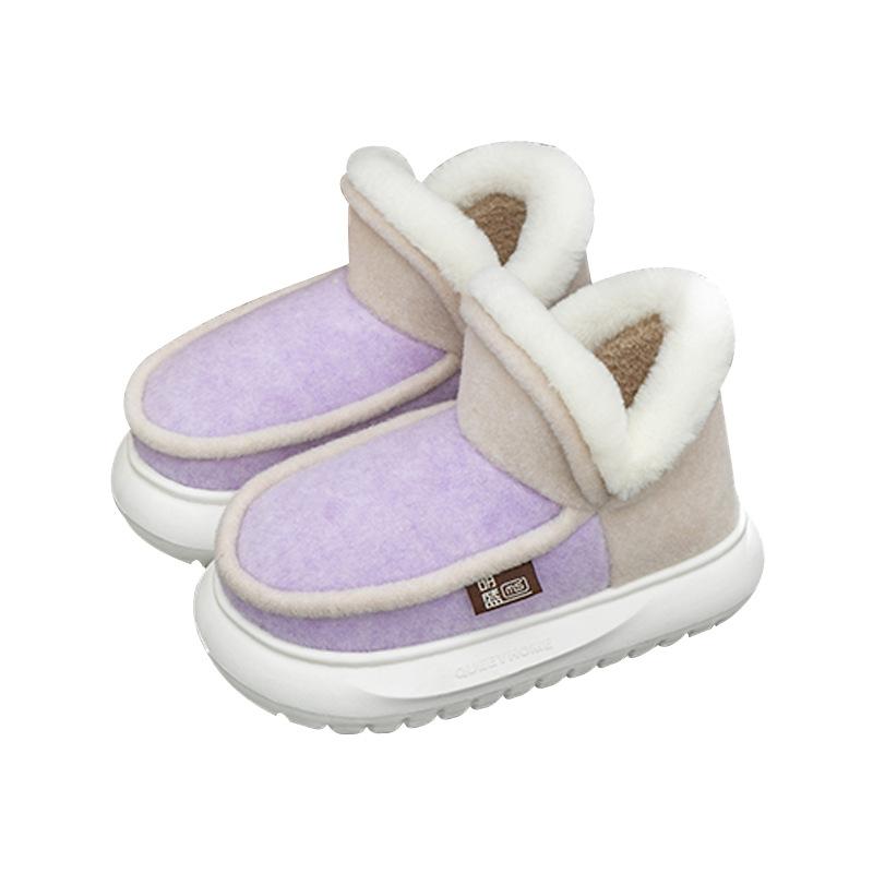 New color matching all-inclusive heel cotton shoes autumn and winter couples indoor home thick-soled velvet thermal cotton slippers