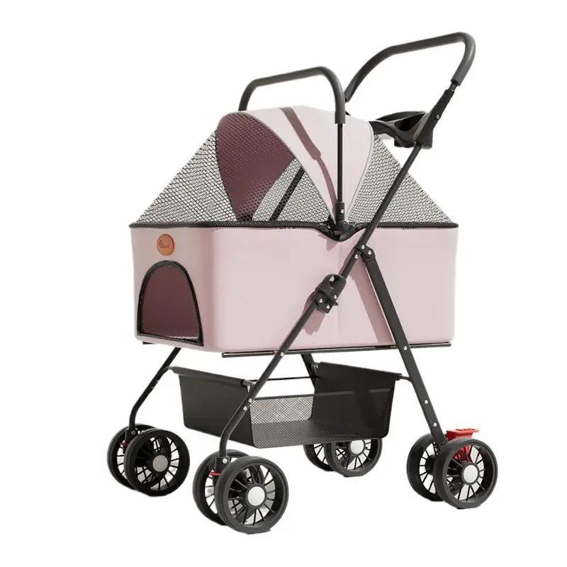 Pet Cart Dog Transportation Cat Trolley Small and Light Separation Foldable Going Out Supplies Pet Stroller Dog Carrier