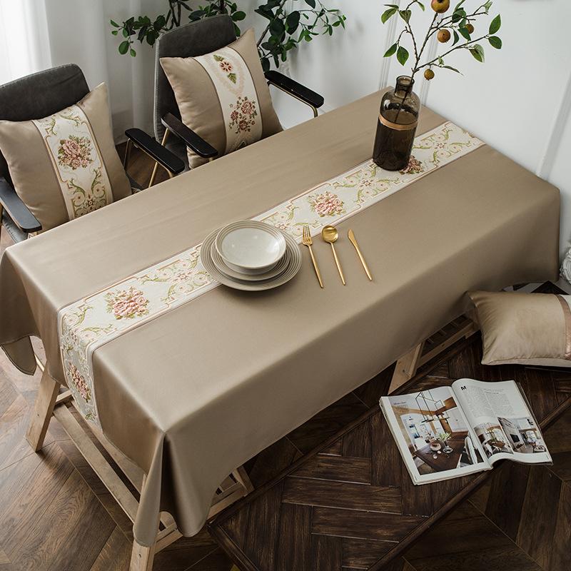 Light Luxury Classical Embroidered Table Flag Waterproof High-Precision Geometric Tablecloth Rectangular Coffee Table Tablecloth Dining Table Cloth