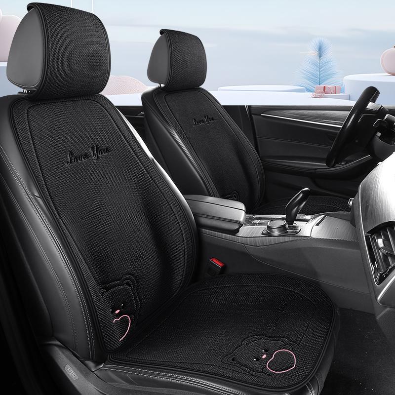 Lovely Bear Car Seat Cushion for Front Seat Soft & Breathable Linen Fabric for All Seasons Universal Fits Most Cars