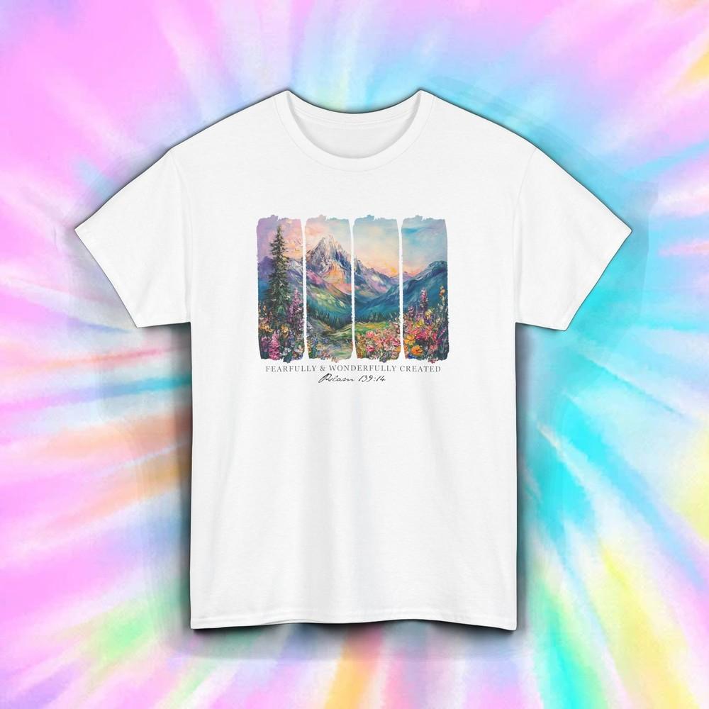 Fearfully Wonderfully Made Shirt Psalm 139 Bible Verse Nature Art Tee S-5XL