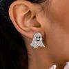 2pcs Vintage-Inspired Cute Metal Ghost Earrings with Sparkling Rhinestones - Perfect for Halloween,Graduation,and Party Fun