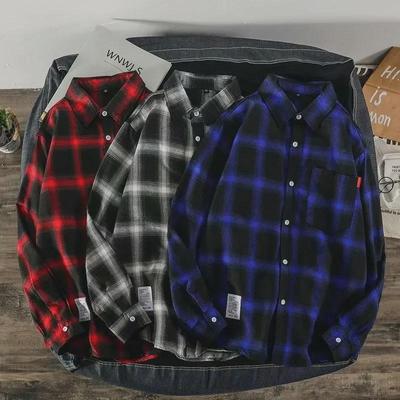 Men's Long Sleeve Plaid Shirt - Korean Style, Trendy, Loose Fit for Spring & Autumn