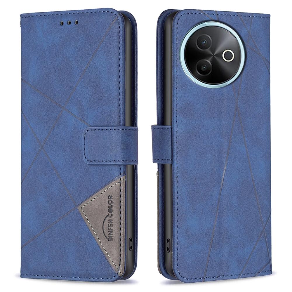 BINFEN COLOR For Vivo Y39 5G Phone Cases Wallet Stand Geometry Imprinted Leather Cover