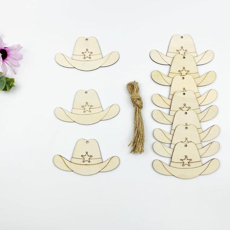 10 Pezzi Sagome di Legno a Forma di Cappello da Cowboy per Artigianato Fai-da-Te Ornamenti Western in Legno Non Verniciati per Pittura Decorazioni Natalizie Bomboniere per Feste