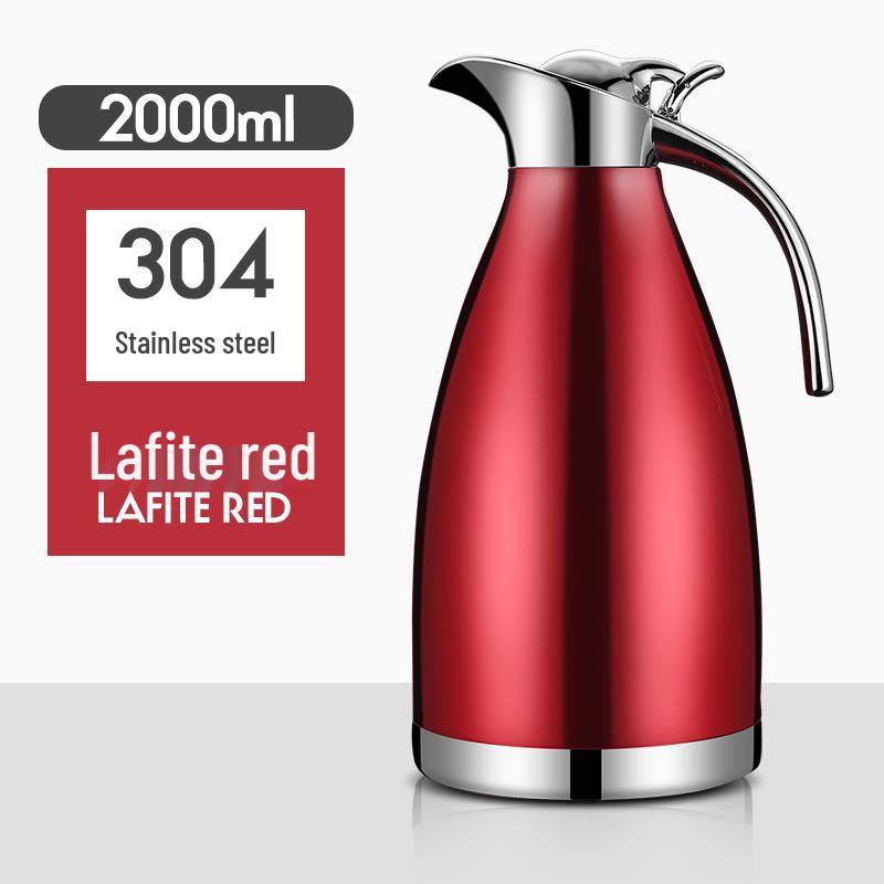 2L European-Style Insulated Vacuum Coffee Pot, 304 Stainless Steel - Keeps Drinks Hot or Cold