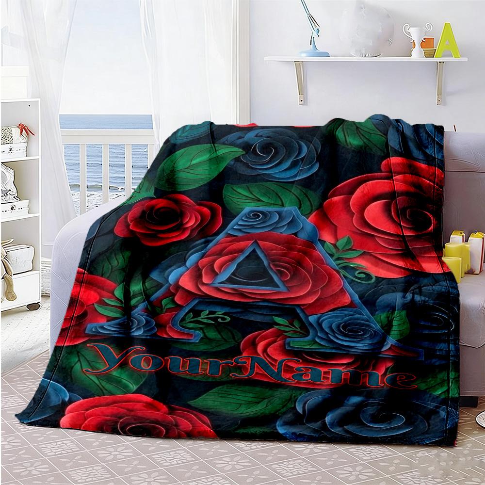 Rose Customize Text Blanket Lightweight Customizable Blanket Comfortable Versatile for Livingroom Office Home Decor Office Chair Four Seasons Universa