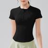 Women's Zip Collar Short Sleeve Compression Sports Top