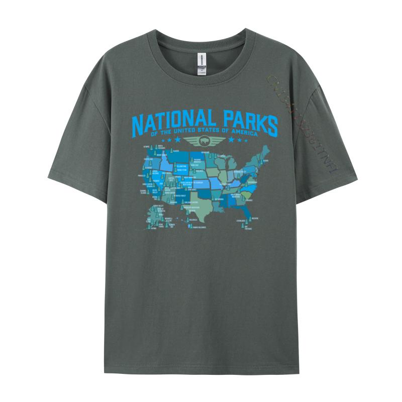 Unisex TShirt All Us National Parks Map Camping 80s Summer Tops Shirt Print Tops Tees Fitted Printed On Tshirts Wholesale