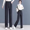 Slim Wide Leg Corduroy Pants Women Winter Fleece Lined Draping Tapered Trousers