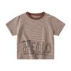 Children's Clothing Boys' Half Sleeve Girl Letter Stripes Tops Kids Short Sleeve T-Shirt Baby Boy Loose Summer Round Neck