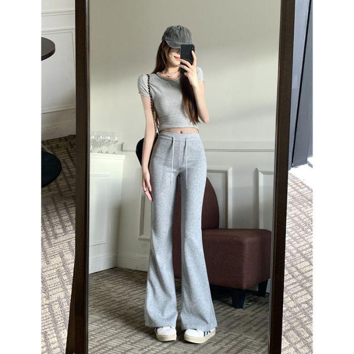 Hua Cotton Blend Micro-Flare High Waist Slimming Sweatpants for Women - 2025 Autumn Collection