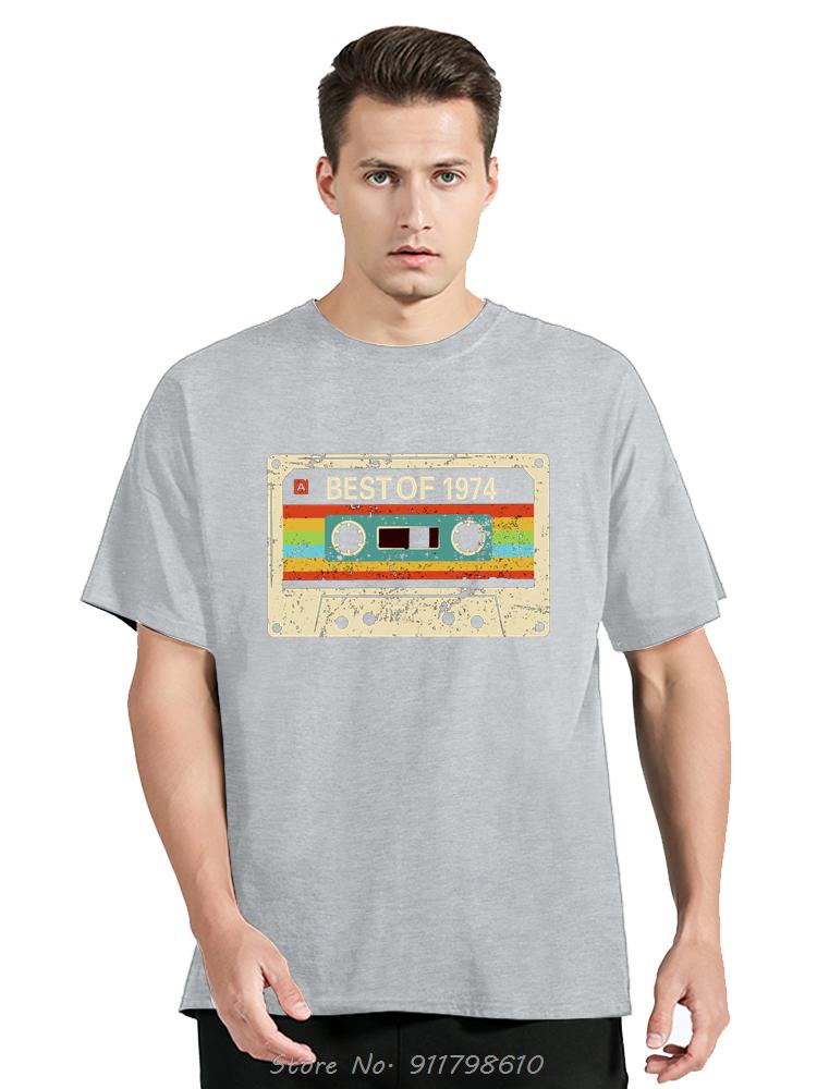 T-shirts Année de Naissance Vintage 1974 Style Rétro Années 70 T-Shirt Unisexe Oversize Mode Décontractée Ample Doux Streetwear