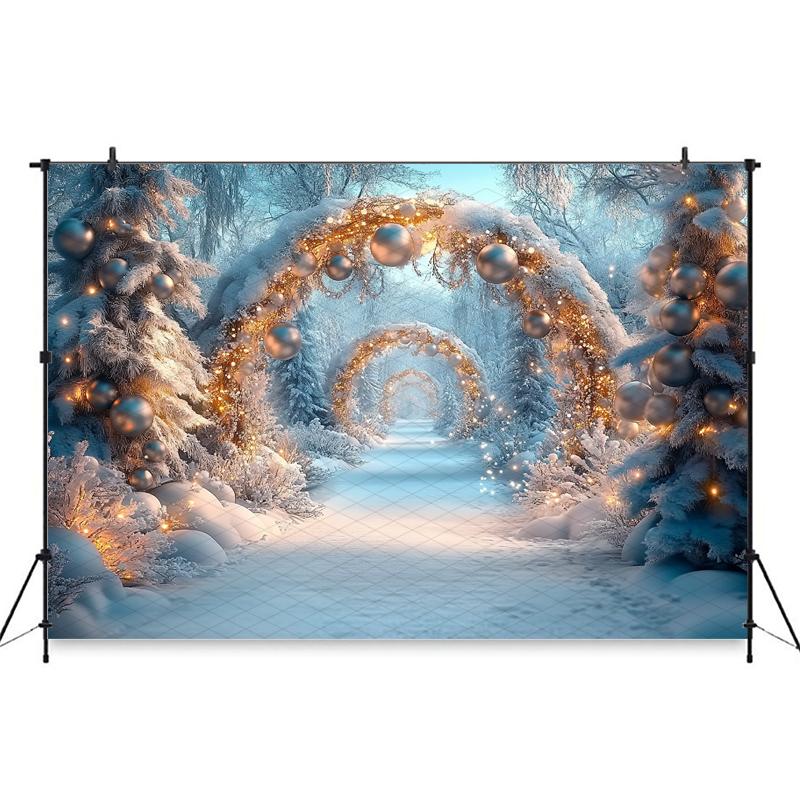 Mocsicka Winter Snow Background Photography Christmas Tree Decoration New Year Party Family Adult Child Photo Backdrop Wallpaper