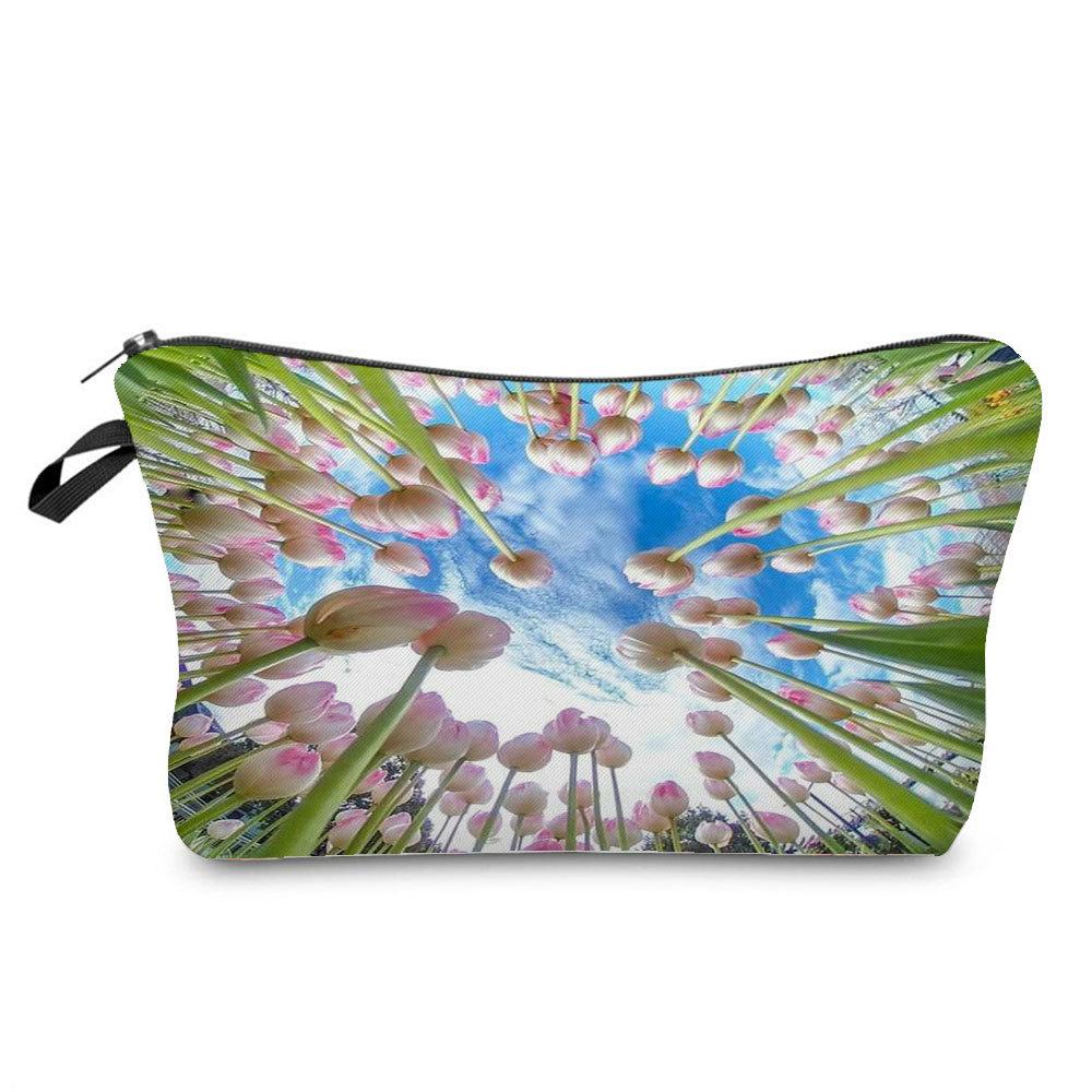 Damen Blumenmuster Kosmetiktasche Toilettenartikel Organizer Reiseaufbewahrungskoffer 6757