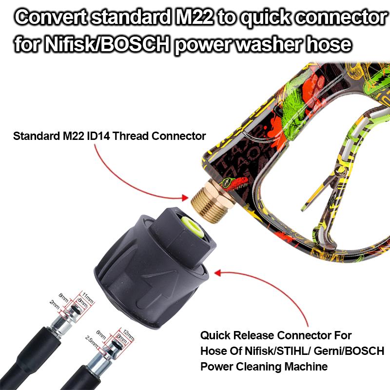 1/4" Quick Connect Pressure Washer Gun with Foam Bottle and 5 Spray Tips