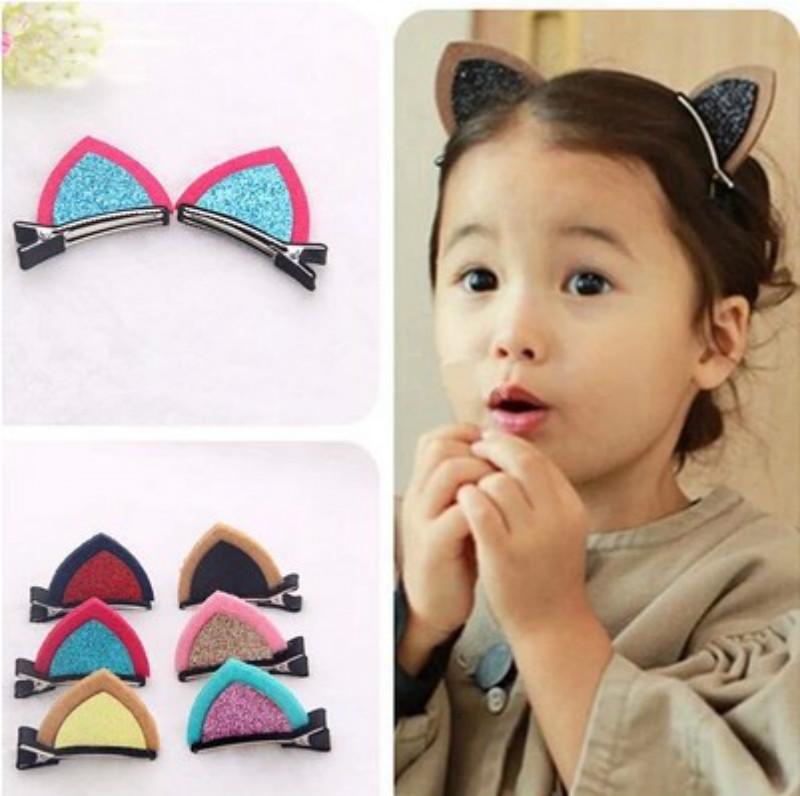 Children'S Stereo Cat Ear Sequins Hairpin Card