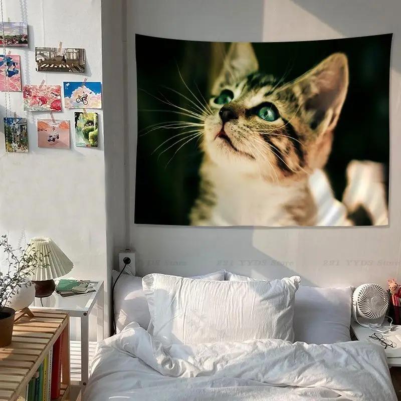 Office Living Room Tapestry Cute Pet Cat Tapestry Home Wall Decoration Tapestry