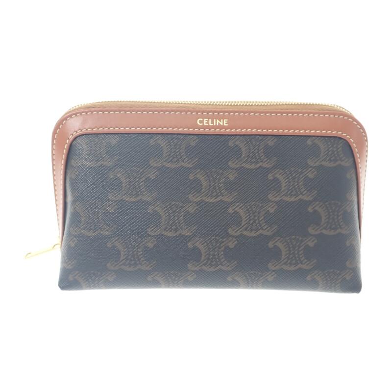 CELINE 4M1622CZJ-04LU Pouch Brown/black Calfskin Women