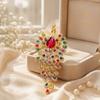 Crystal Peacock Rhinestone Brooch Exquisite Chest Flower Pin Peacock Badge Pin  For Suits