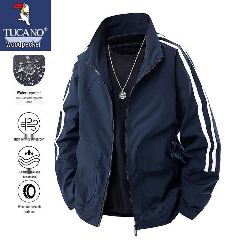 

Tucano Men s Casual Stand Collar Striped Jacket 4XL